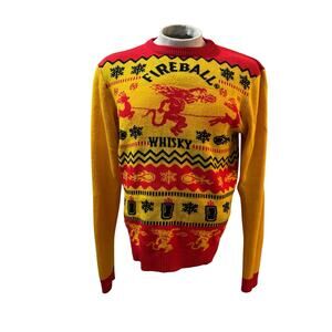 Fireball Whisky Ugly Christmas Sweater Sz Small NEW Holiday Party Red Yellow